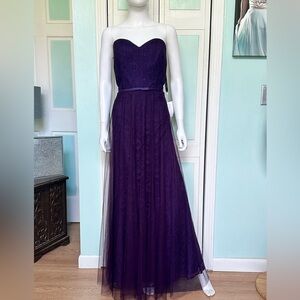 Sz 12 Deep Plum Eggplant Bridesmaid Mother of Bride Groom Gown Dress Lace Aline